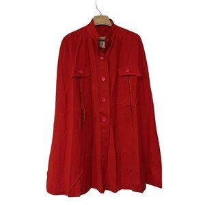 Vintage Young Pendleton Red 4 Button Cape Poncho 100% Virgin Wool